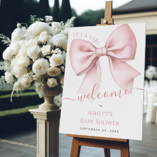 Pink Bow It's a Girl Coquette Baby Shower Welcome Foam Board
