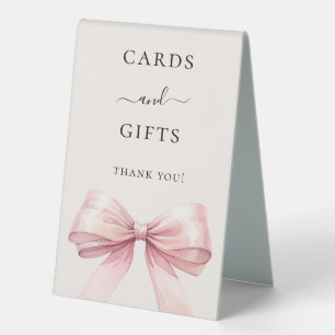 Pink bow ivory cards gifts sign