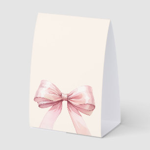 Pink bow ivory DIY write your own party Paper Table Tent