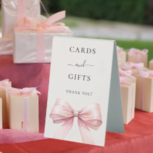 Pink bow ivory girl cards gifts sign