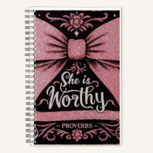 Pink Bow Journal Proverbs, She is Worthy