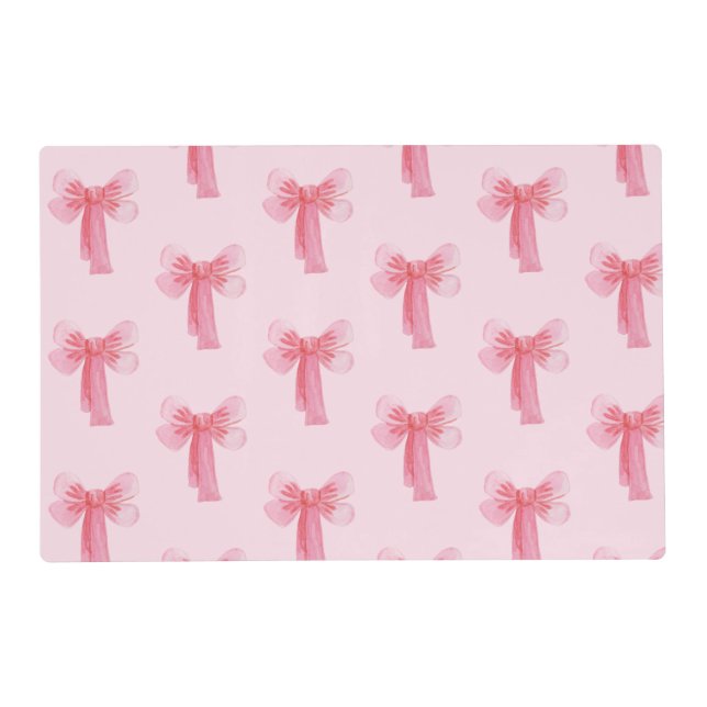 Pink Bow Laminated Placemat (Front)