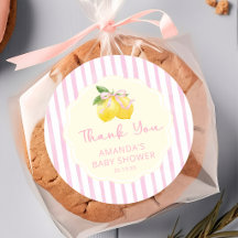 Pink Bow Lemon Baby Shower Sticker