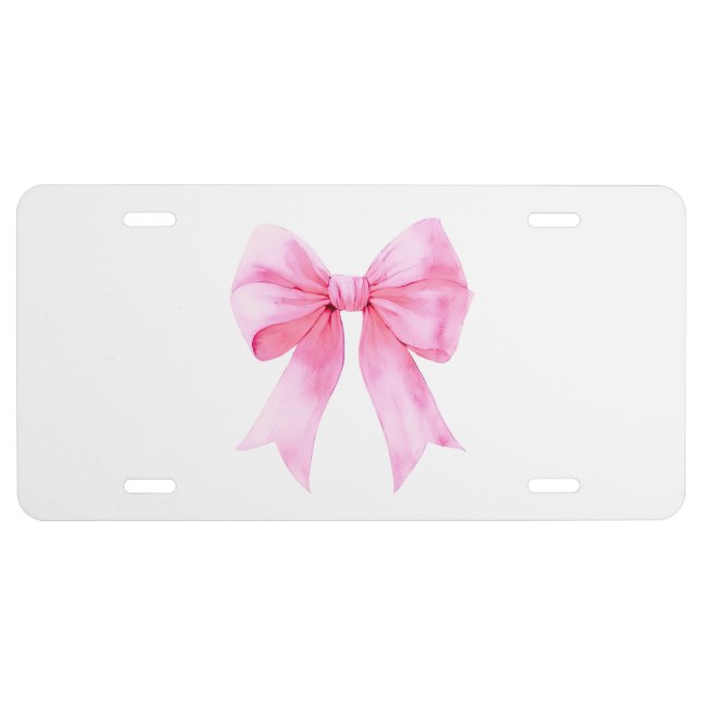 Pink Bow License Plate, Coquette Car Accessories Plate (Front)