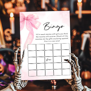 Pink Bow Little Boo Baby Shower Bingo Game