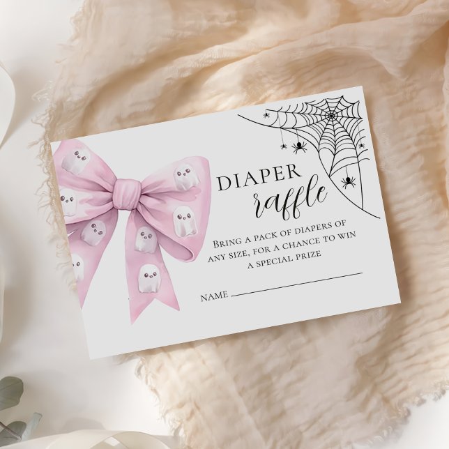 Pink Bow Little Boo Baby Shower Diaper Raffle Enclosure Card (Creator Uploaded)