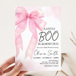 Pink Bow Little Boo Baby Shower Invitation