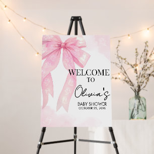 Pink Bow Little Boo Baby Shower Welcome Sign