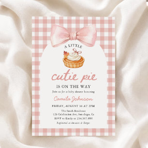 Pink Bow Little Cutie Pie Fall Baby Shower Invitation
