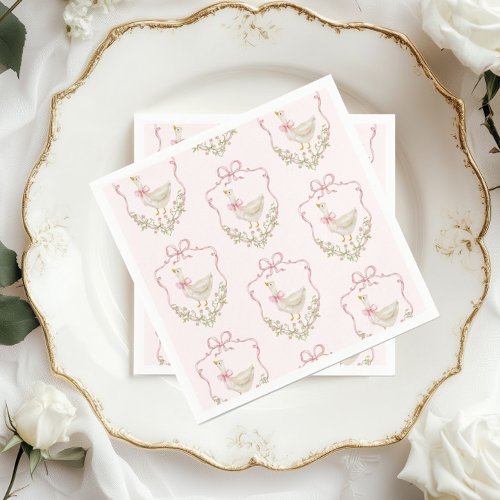Pink Bow Little Goose floral Crest baby shower