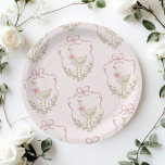 Pink Bow Little Goose floral Crest baby shower Paper Plates<br><div class="desc">Pink Bow Little Goose floral Crest baby shower Paper Plates
Matching items are available.</div>