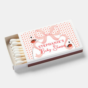 Pink Bow Little Love Bug Ladybug Baby Shower Favor Matchboxes
