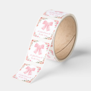pink bow,little princess, girl baby shower floral square sticker