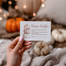 Pink Bow Little Pumpkin Baby Shower Diaper Raffle