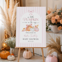 Pink Bow Little Pumpkin Baby Shower Welcome
