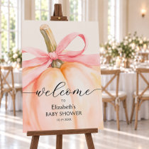 Pink Bow Little Pumpkin Baby Shower Welcome Foam Board