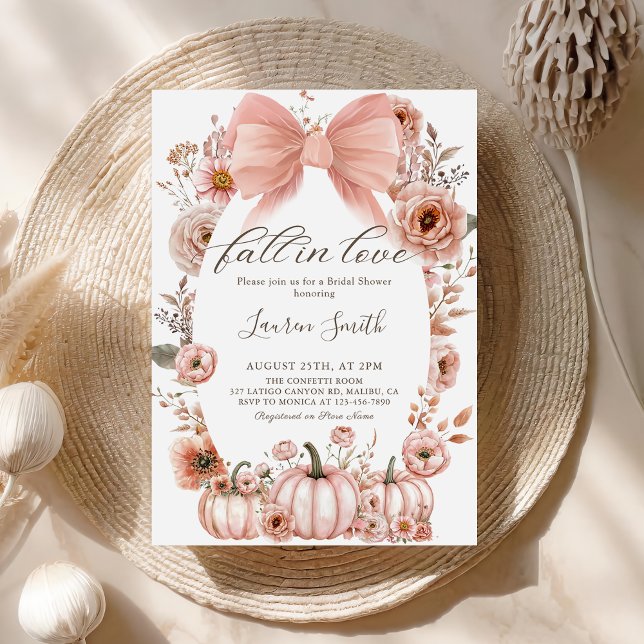 Pink Bow Little Pumpkin Bridal Shower Invitation  (Creator Uploaded)