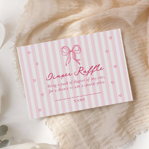 Pink Bow Little Sweetheart Diaper Raffle Card
