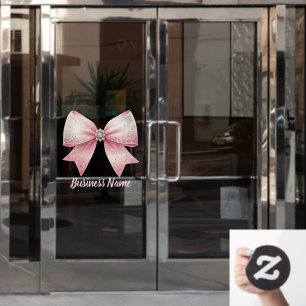 pink bow logo window cling