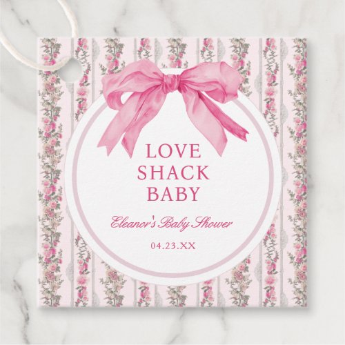 Pink Bow Love Shack Baby Shower Favor Tags