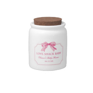Pink Bow Love Shack Baby Shower Favors Candy Jar