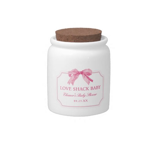 Pink Bow Love Shack Baby Shower Favors Candy Jar