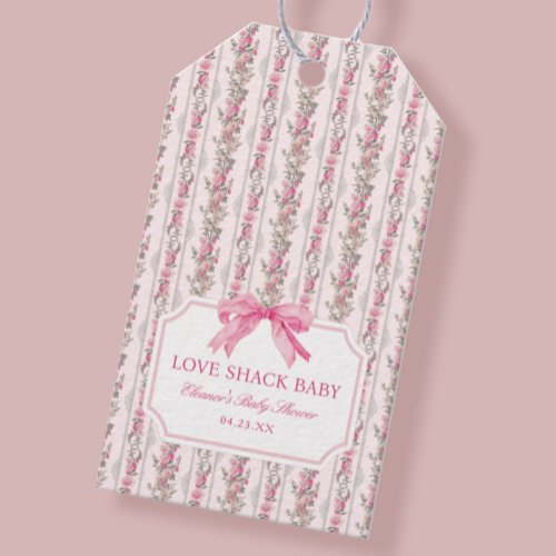 Pink Bow Love Shack Baby Shower Gift Tags