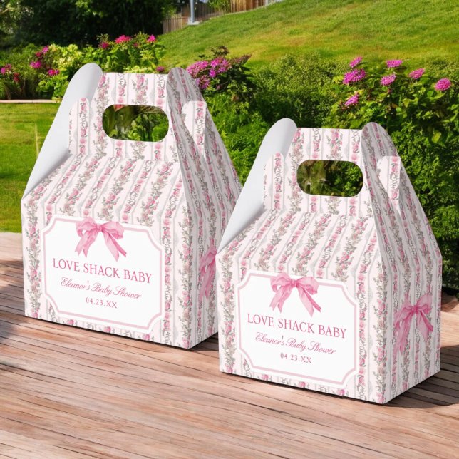 Pink Bow Love Shack Baby Shower Girl Favor Boxes (Creator Uploaded)
