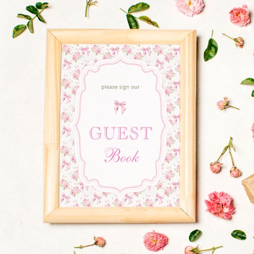 Pink Bow Love Shack Baby Shower Guest Book Sign