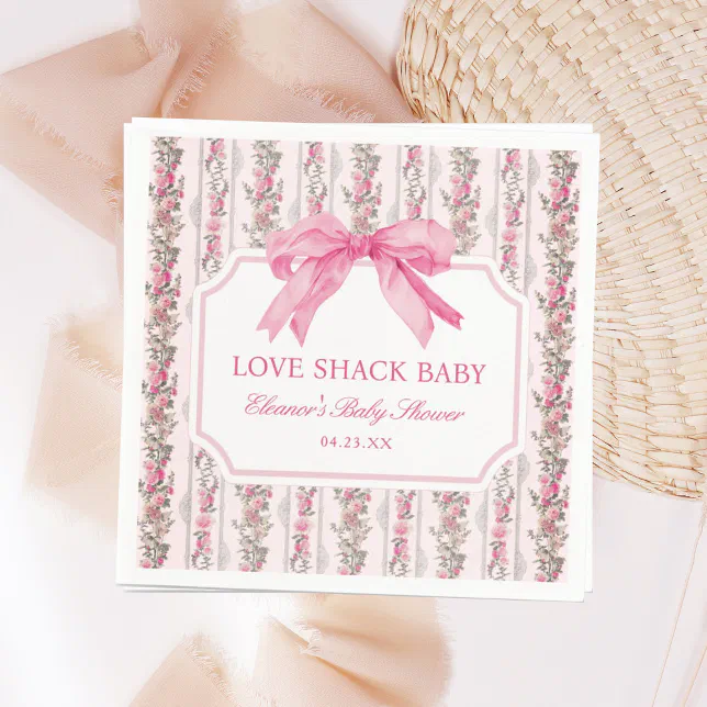 Pink Bow Love Shack Baby Shower Napkins | Zazzle