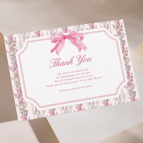 Pink Bow Love Shack Baby Shower Thank You Cards