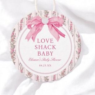 Pink Bow Love Shack Baby Shower Thank You Favor Tags