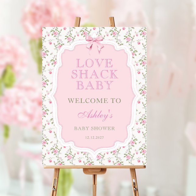 Pink Bow Love Shack Baby Shower Welcome Foam Board (Creator Uploaded)