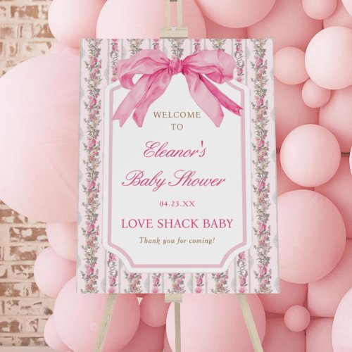 Pink Bow Love Shack Baby Shower Welcome Sign