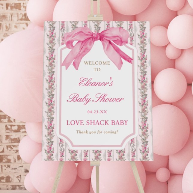 Pink Bow Love Shack Baby Shower Welcome Sign (Creator Uploaded)