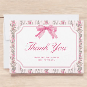 Pink Bow Love Shack Coquette Bridal Shower Thank You Card