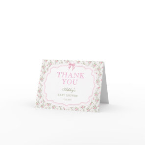 Pink Bow Love Shack Cute Baby Shower Thank You Card