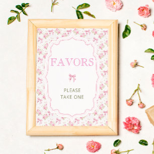 Pink Bow Love Shack Elegant Baby Shower Favors Poster