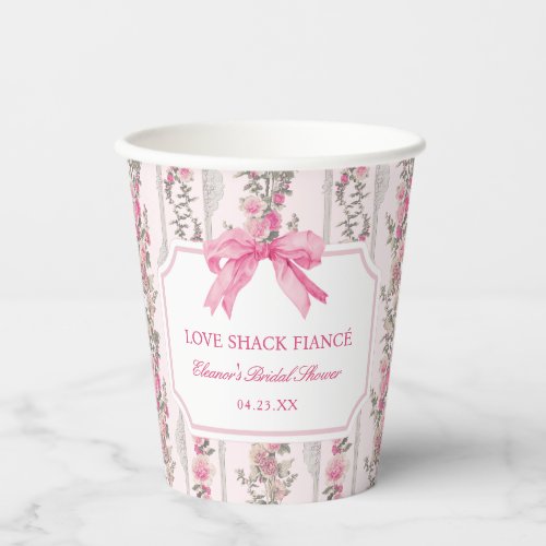 Pink Bow Love Shack Fianc Bridal Shower Favors Paper Cups