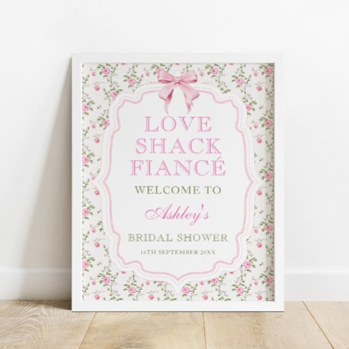 Pink Bow Love Shack Fiance Bridal Shower Welcome Poster