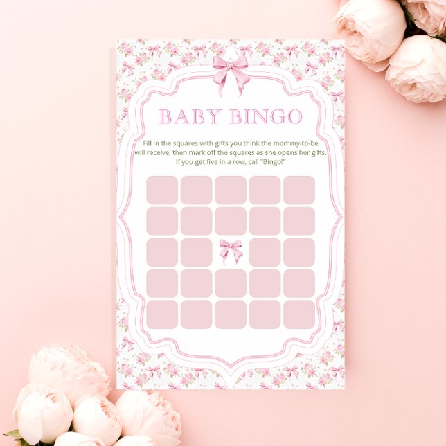 Pink Bow Love Shack Girl Baby Shower Bingo Game (Creator Uploaded)