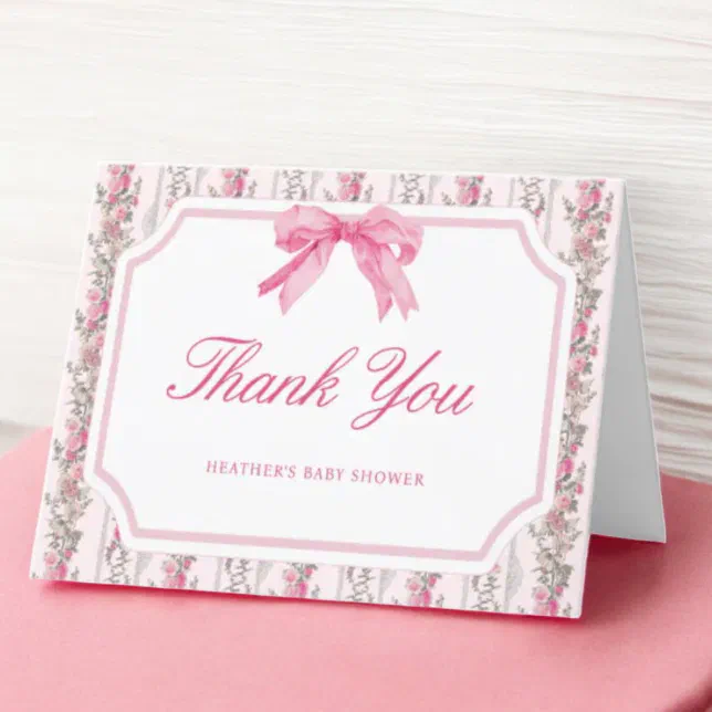 Pink Bow Love Shack Girly Baby Shower Thank You Card | Zazzle