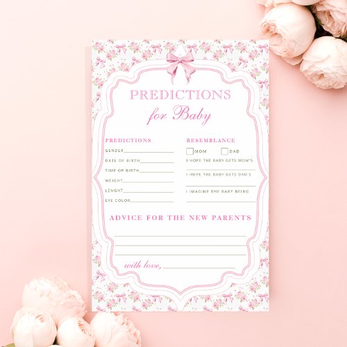 Pink Bow Love Shack Predictions for Baby Card