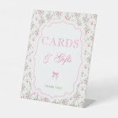 Vintage Pink Bow Floral Birthday Welcome Sign