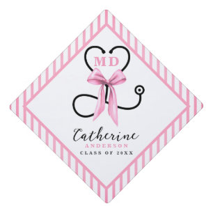 Pink Bow Medical School Graduation Cap Topper