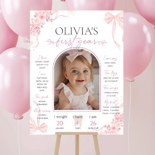 Pink Bow milestone board template, Coquette Sign