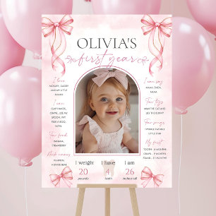 Pink Bow milestone board template, Coquette Sign