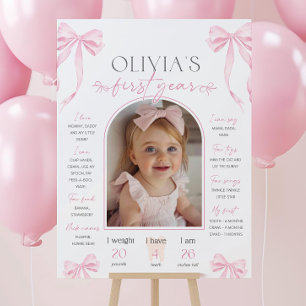 Pink Bow milestone board template, Coquette Sign