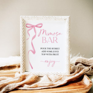 Pink Bow Mimosa Bar Bridal Shower Sign