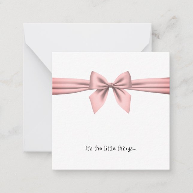 Pink Bow Mini Thank You Note Card (Front)